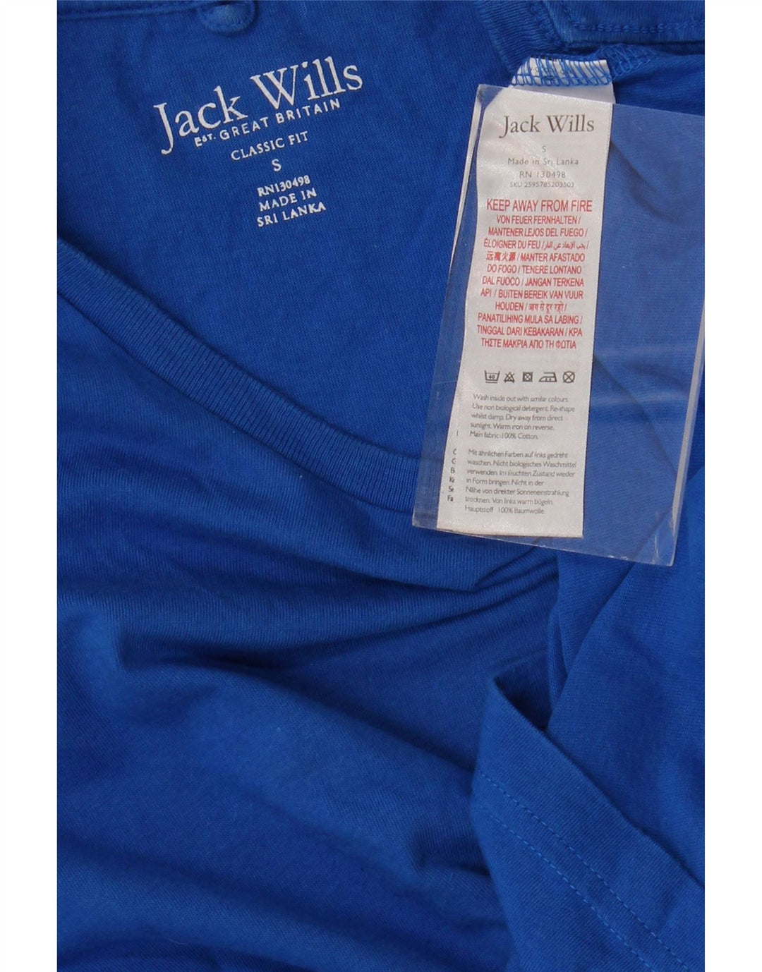 T-shirt męski JACK WILLS o klasycznym kroju, mały, niebieski, bawełniany