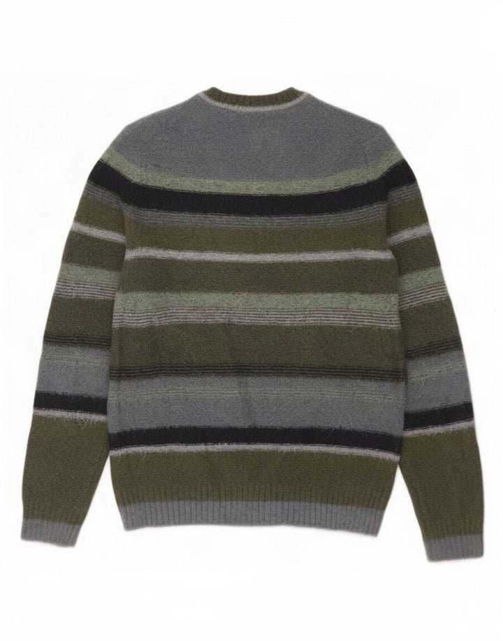 Marks & Spencer Męski sweter z okrągłym dekoltem, średnie khaki w paski