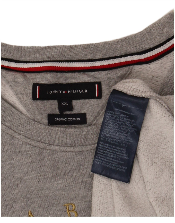 Męska bluza z grafiką Tommy Hilfiger 2XL, szara bawełna z blokami kolorów
