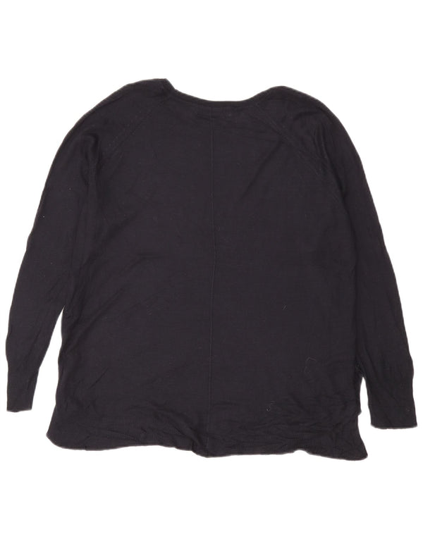 Zara Womens Boat Neck Jumper Sweater UK 16 Large Navy Blue Viscose