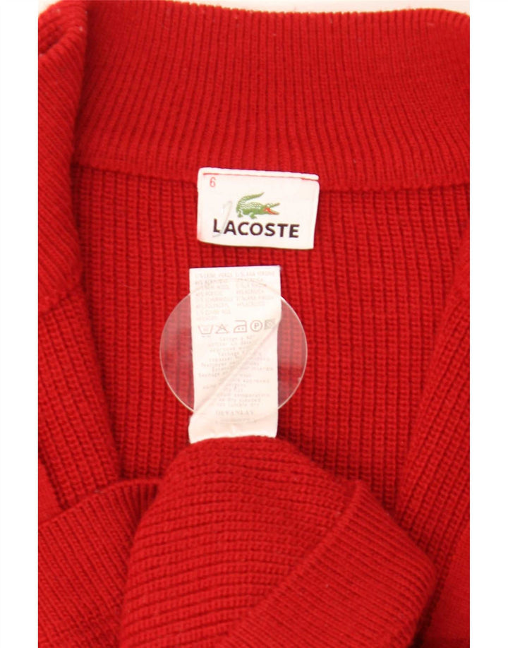 Lacoste Męski sweter rozpinany Rozmiar 6 XL, czerwona wełna