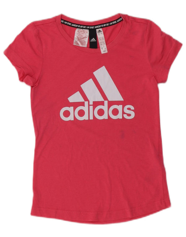 Adidas Dziewczęca koszulka z grafiką Top 9-10 lat Różowa bawełna