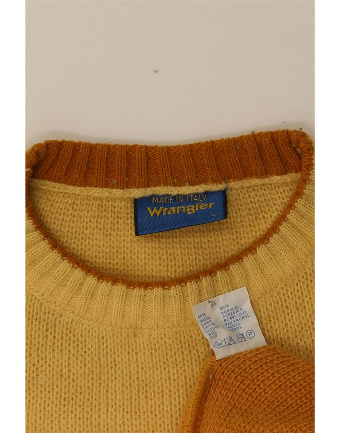 Wrangler Męski sweter z okrągłym dekoltem, duży pomarańczowy poliakryl w blokach kolorów