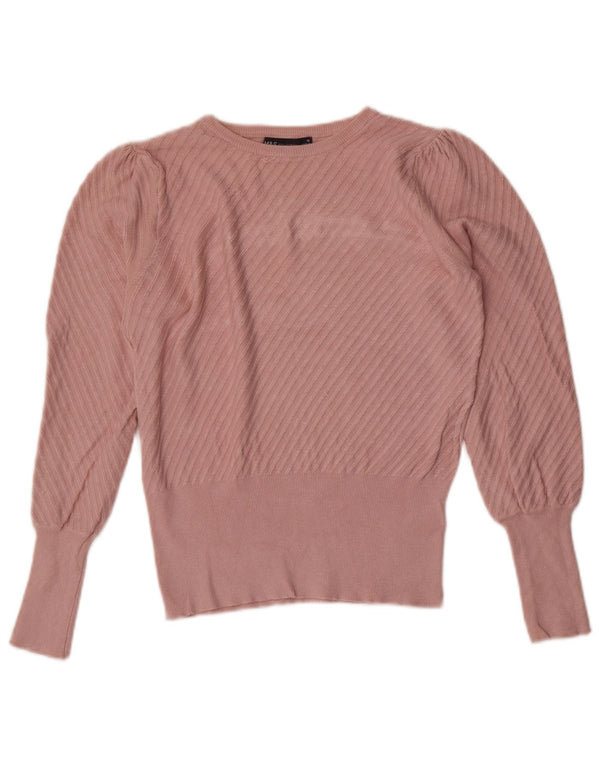 Marks & Spencer Damski sweter z dekoltem w łódkę, UK 10, w małe różowe paski