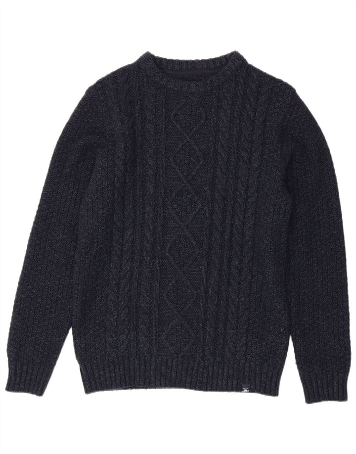 Męski sweter z dekoltem w łódkę Fat Face, mały, granatowy, wełniany