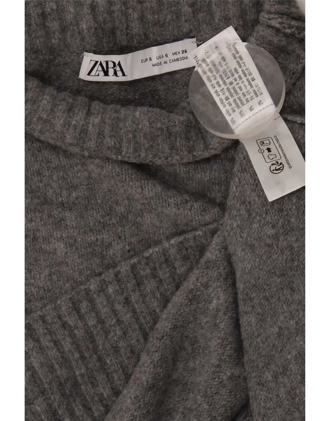 Damski sweter oversize z golfem Zara UK 10 Small Szary Akryl