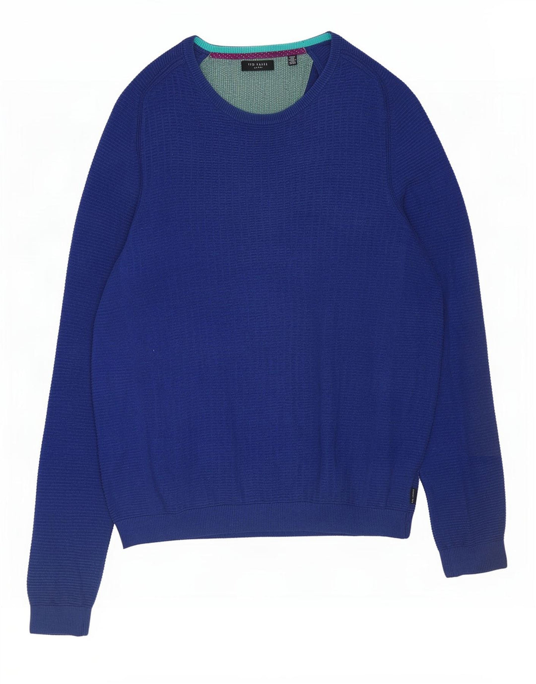 Ted Baker Męski sweter z dekoltem w łódkę, duży, niebieski, bawełniany