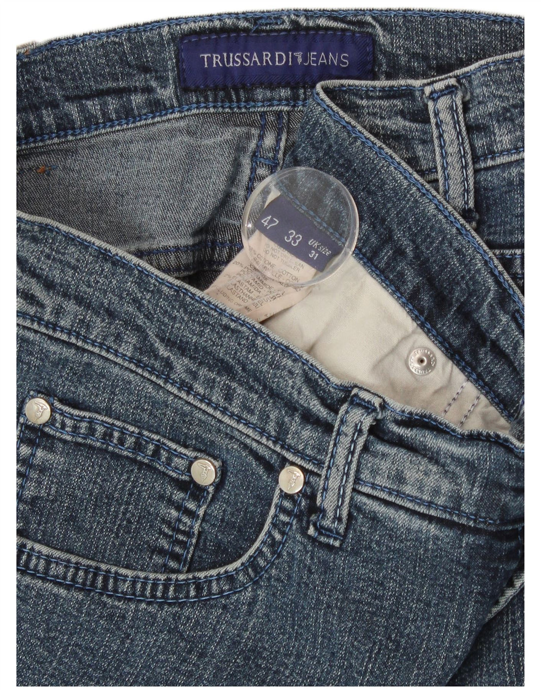 Damskie proste dżinsy Trussardi W31 L29 Niebieskie bawełniane