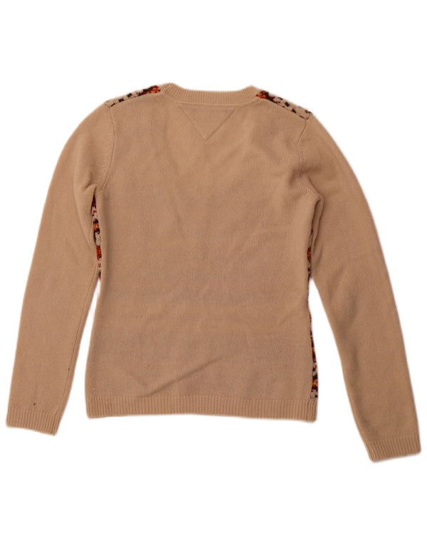 Damski sweter TOMMY HILFIGER z dekoltem w łódkę UK 10 Small Beige Fair Isle