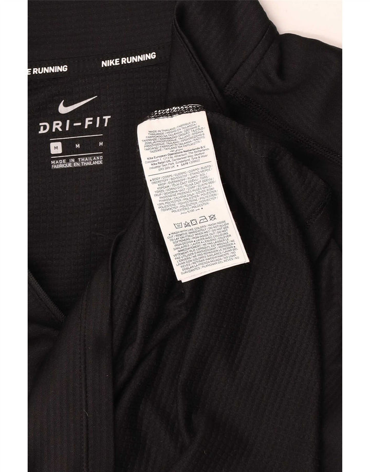 Męska koszulka Nike Dri Fit z zamkiem błyskawicznym i długim rękawem, średni czarny poliester