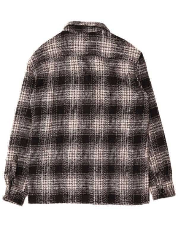 Męska koszula wierzchnia w stylu vintage, flanelowa, średnia, czarna, bawełniana krata