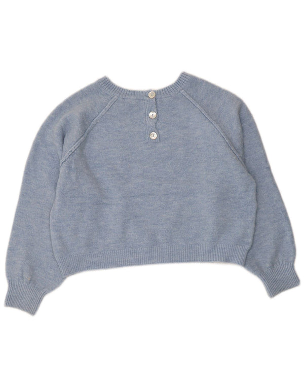 Damski sweter Zara Crop Boat Neck Sweter UK 16 Duży Niebieski Akryl