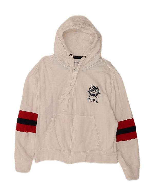US Polo Assn. Damski sweter z kapturem i zamkiem błyskawicznym UK 14 w kolorze średniej bieli
