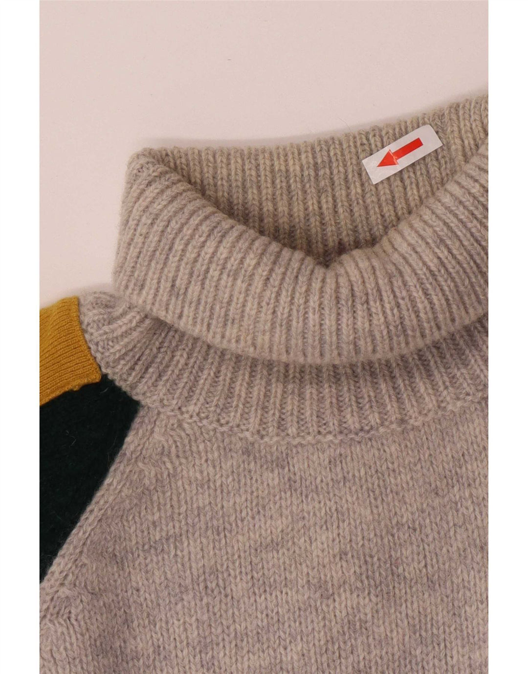 Męski sweter z golfem Sisley XL, szary, z blokami kolorów, wełniany