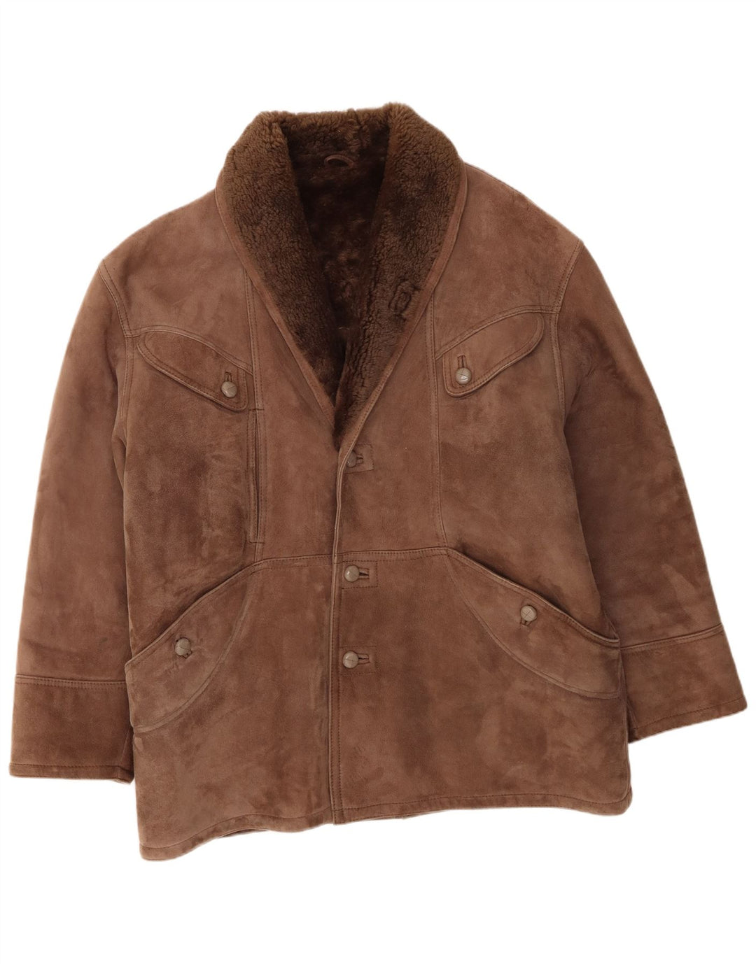 Vintage męska kurtka Shearling IT 54 2XL Brązowa kurtka Shearling
