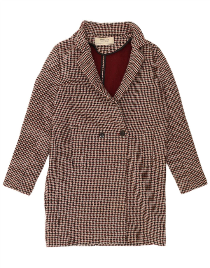 Damski płaszcz oversize z podwójnymi piersiami Zara UK 10 Small Burgundowa pepitka