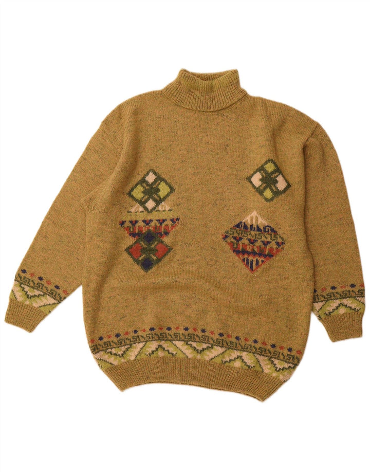 Męski sweter z golfem VINTAGE IT 52 Large Khaki Argyle/Diament