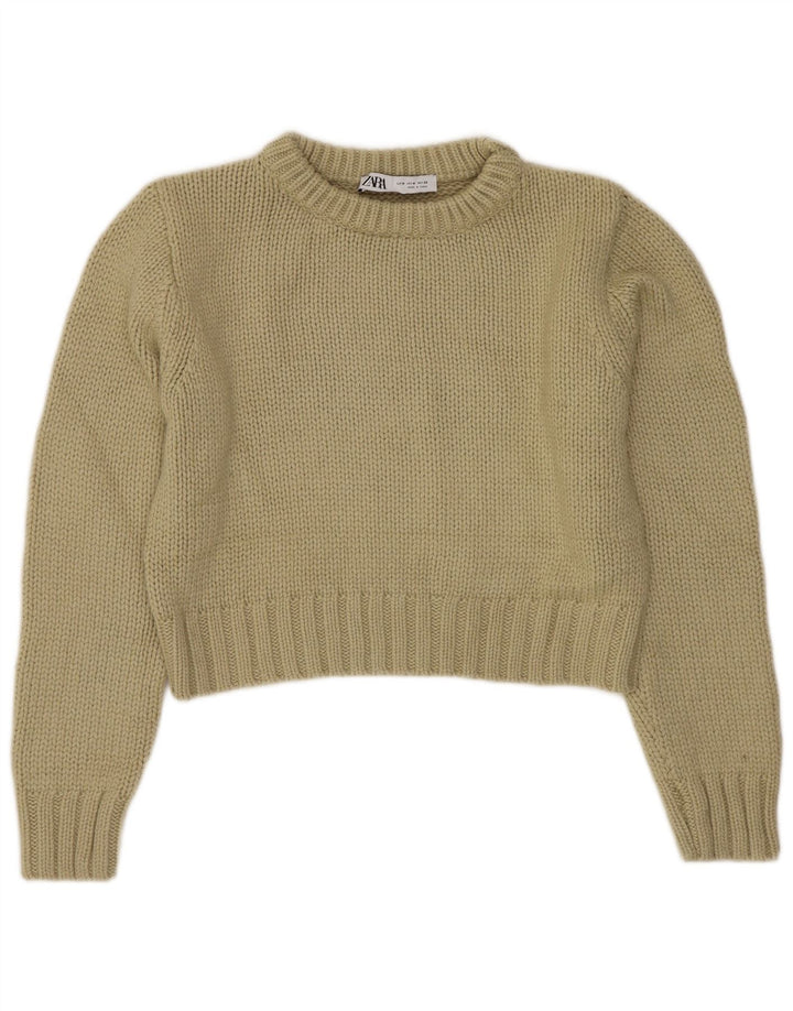 Damski sweter ZARA z dekoltem w łódkę, UK 14, średni zielony poliester