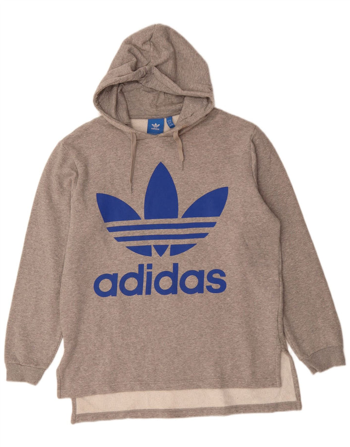 Damski sweter oversize z kapturem i grafiką ADIDAS UK 16, duży, szary, bawełniany