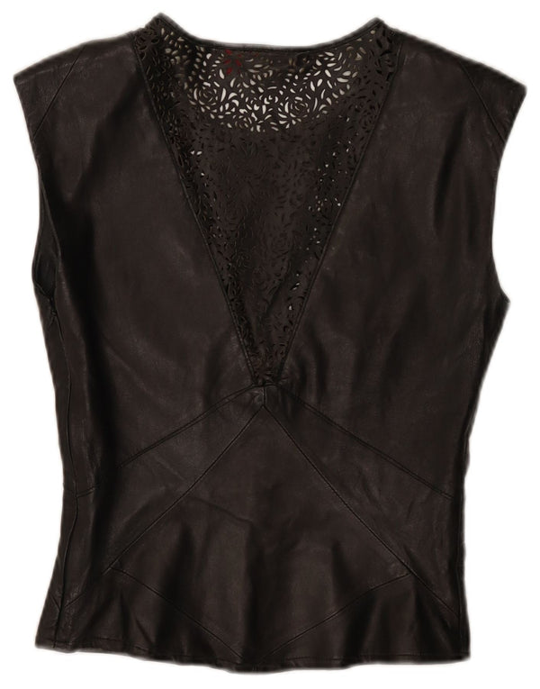 Damska skórzana bluzka Ted Baker, rozmiar 1, XS, czarna