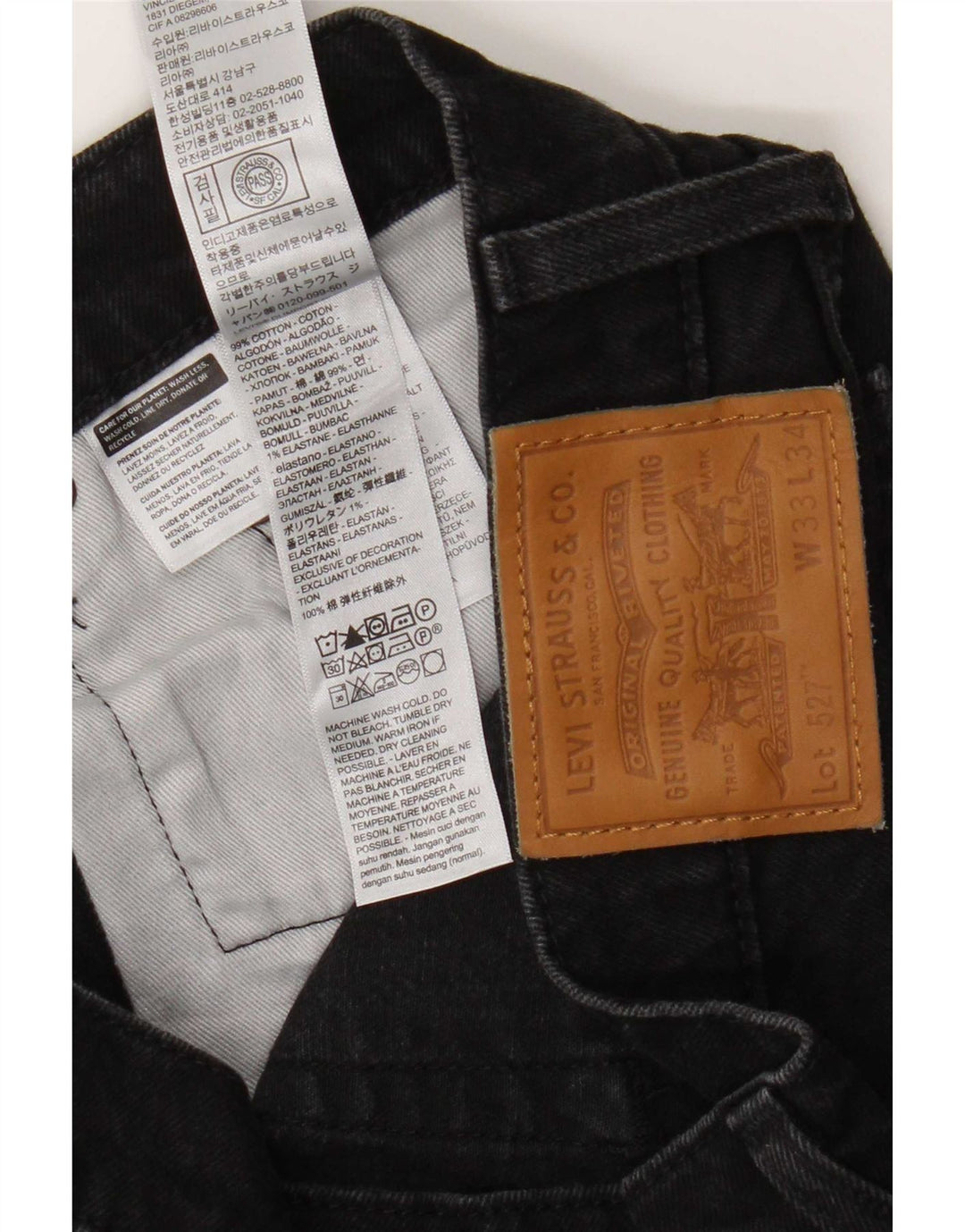 Męskie jeansy Levi's 527 Bootcut W33 L34 Czarna bawełna