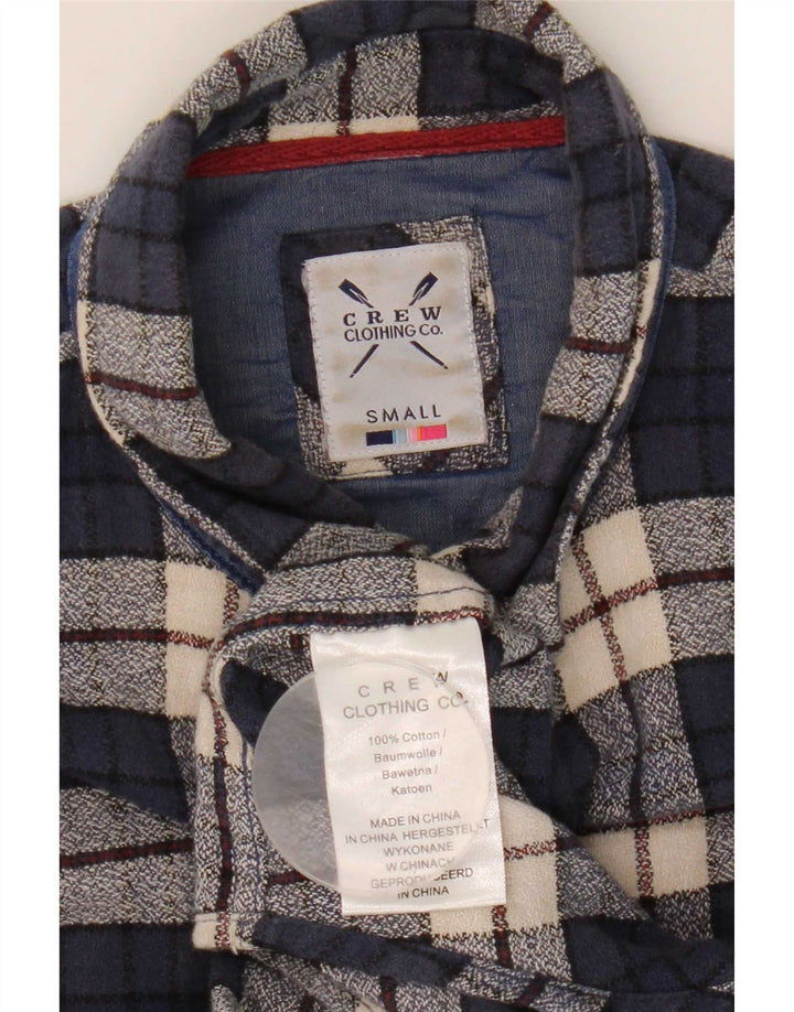 Crew Clothing Męska koszula flanelowa, mała, bawełniana w granatową kratkę