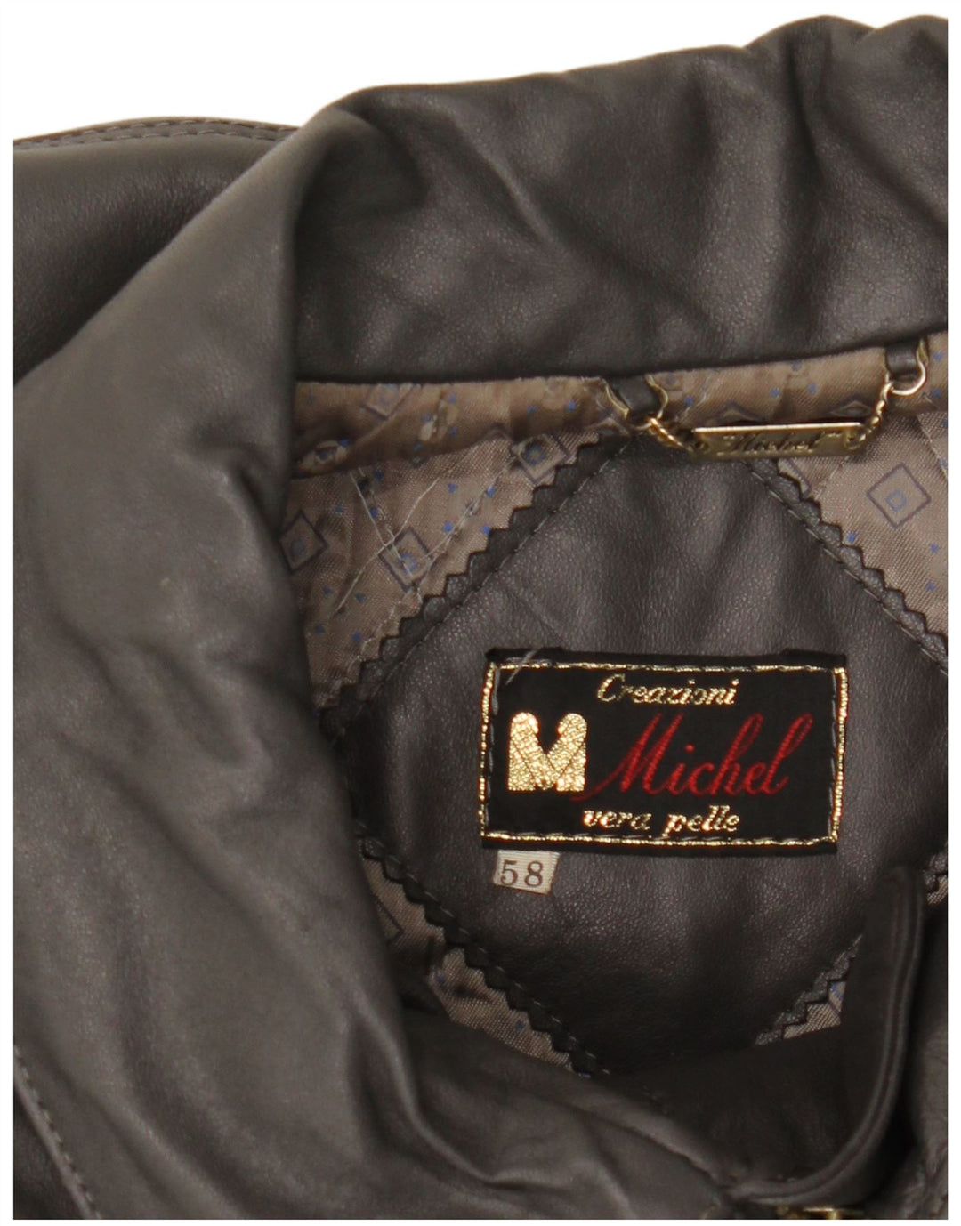 Męska kurtka skórzana Michel IT 58 4XL Szara skóra