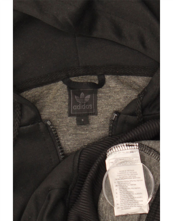 Damski sweter Adidas z grafiką i zamkiem błyskawicznym UK 10, mały, czarny poliester