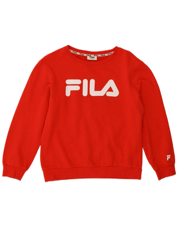 Damska bluza Fila z grafiką o swobodnym kroju, UK 10, mała, czerwona bawełna