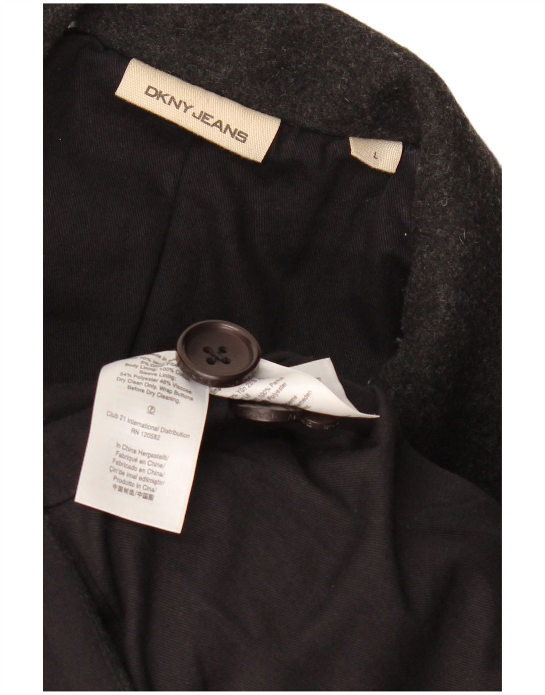 DKNY Męski płaszcz grochowy UK 40, duży, szary, wełniany