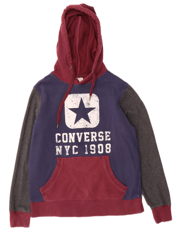 Męski sweter z kapturem Converse z grafiką, średniej wielkości, wielobarwny, bawełniany z blokami kolorów