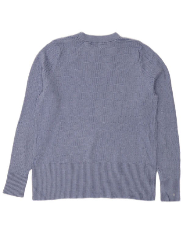 Marks & Spencer Damski sweter z okrągłym dekoltem, UK 18 XL, niebieska wiskoza