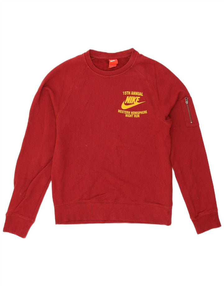 Męska bluza z grafiką Nike, mała, bordowa, bawełniana