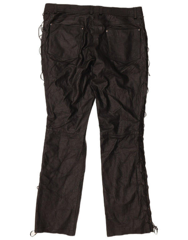 Proste skórzane spodnie damskie HIGHWAY 1 EU 46 XL W38 L32 Czarna skóra