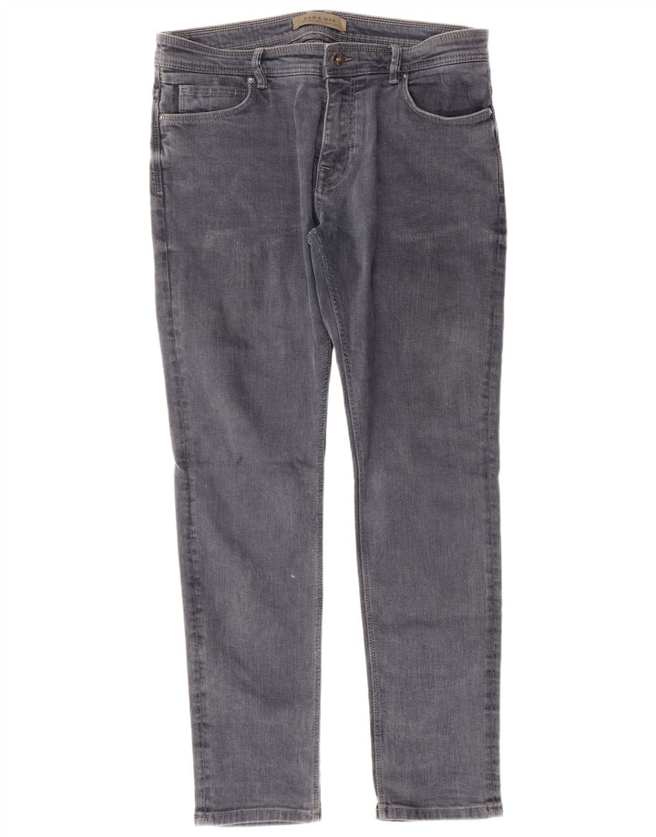 Męskie jeansy slim fit ZARA EU 44 Large W34 L30 Niebieskie bawełniane