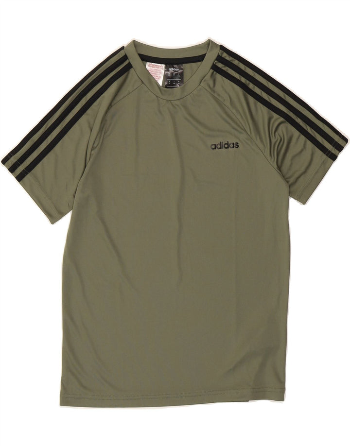 ADIDAS Boys Climalite T-Shirt Top 11-12 Years Khaki Polyester Vintage Adidas and Second-Hand Adidas from Messina Hembry 