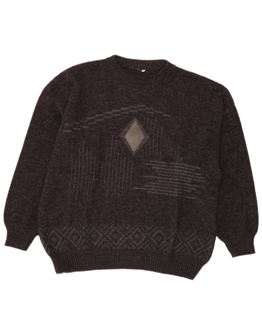 Męski sweter z okrągłym dekoltem VINTAGE IT 54 XL Szary Fair Isle Wool