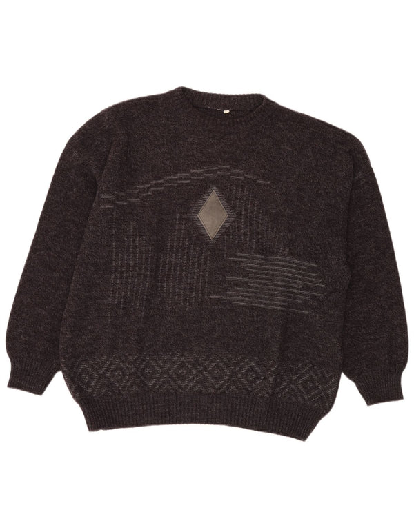 Męski sweter z okrągłym dekoltem VINTAGE IT 54 XL Szary Fair Isle Wool