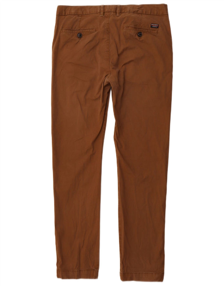 SUPERDRY Męskie wąskie spodnie chino, średnie W32 L31, brązowa bawełna