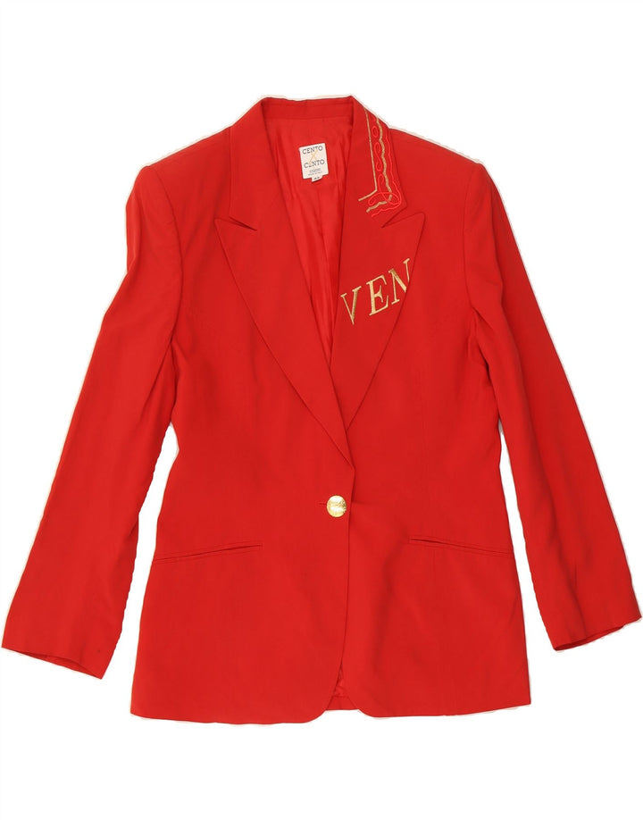 ICEBERG Womens Graphic 1 Button Blazer Jacket UK 44 Medium Red Classic Vintage Iceberg and Second-Hand Iceberg from Messina Hembry 