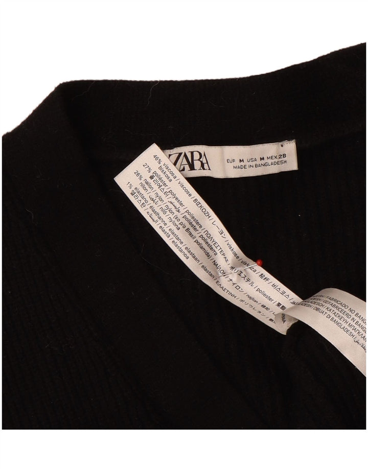 Sweter damski Zara Crop Cardigan UK 12 Średni czarny wiskoza