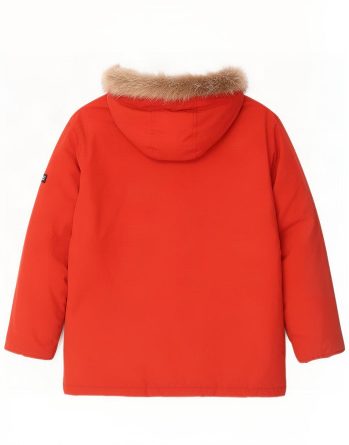 Wyściełana kurtka chłopięca z kapturem Woolrich 11-12 lat, czerwona nylonowa