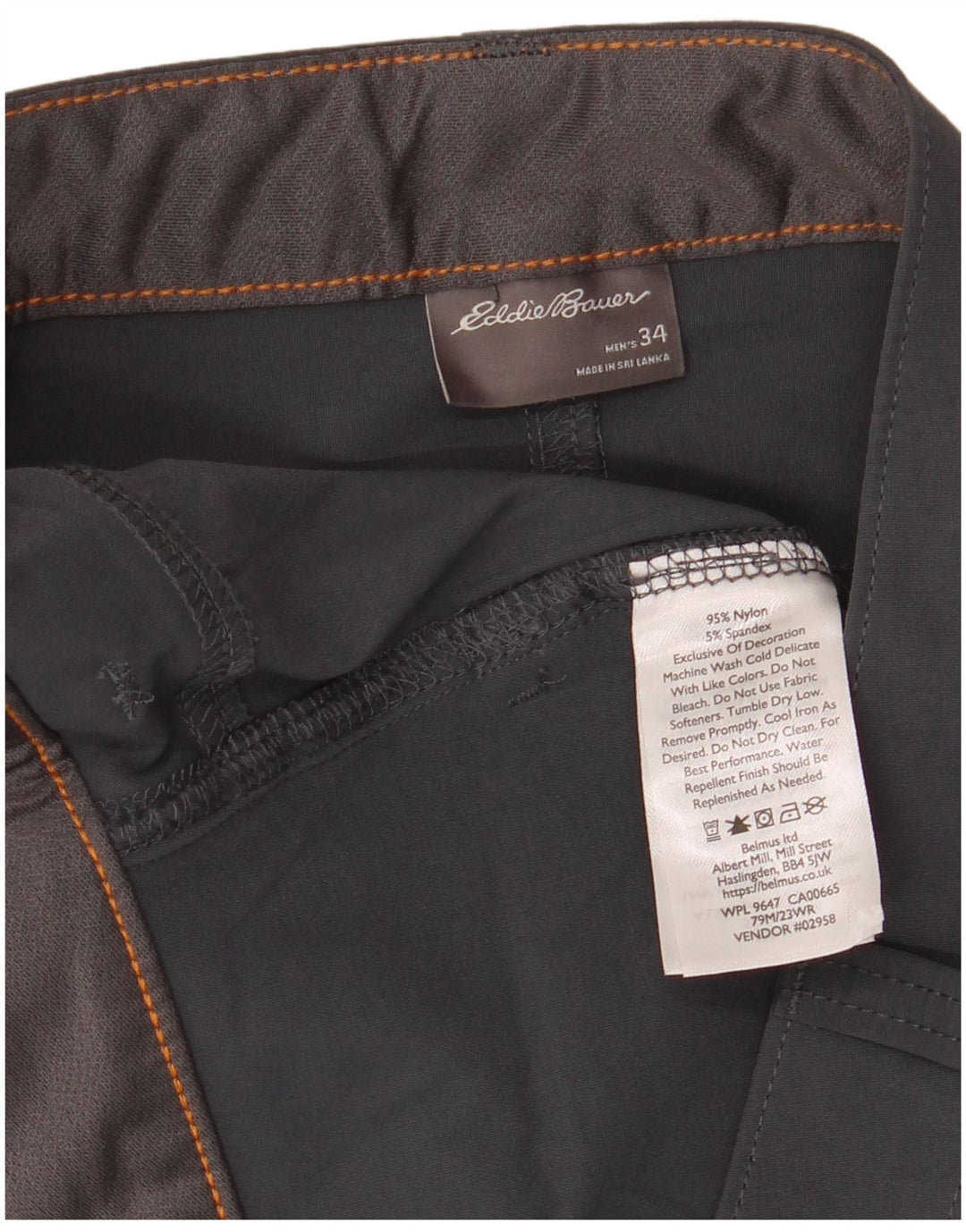 Męskie spodenki cargo EDDIE BAUER W34, duże, szare, nylonowe