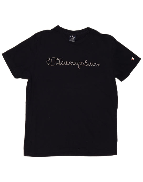 Męski T-shirt z grafiką CHAMPION, duży, granatowy, bawełniany