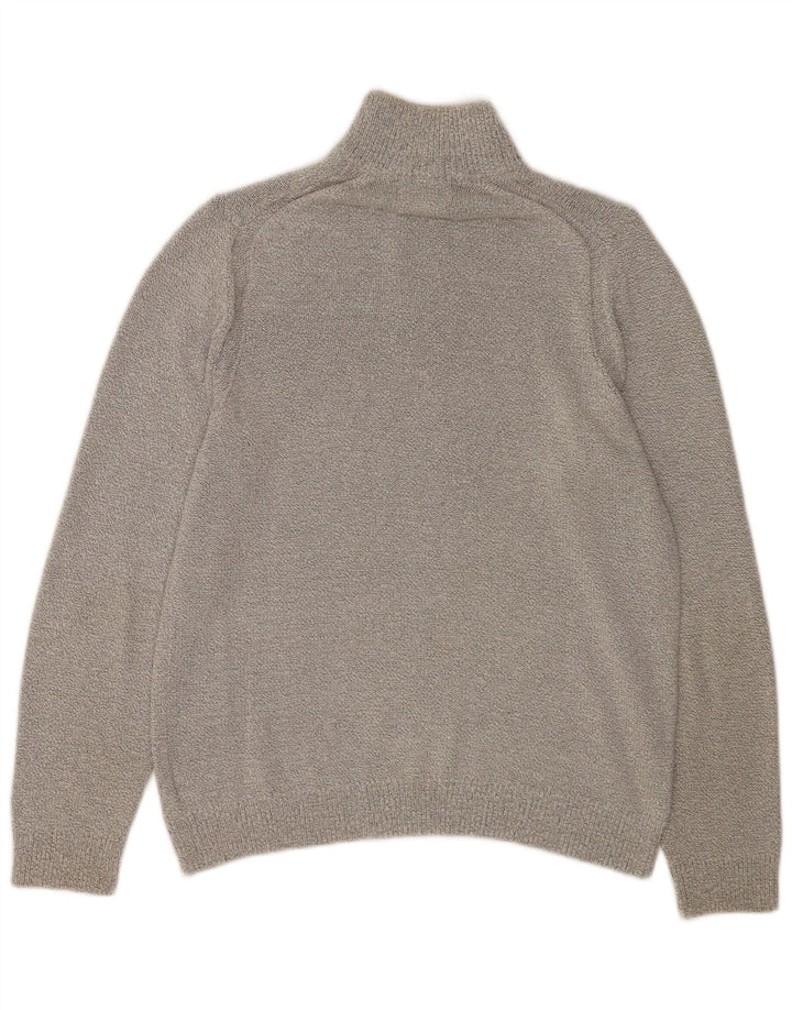 Marks & Spencer Męski sweter z zamkiem błyskawicznym, duży, szary, bawełniany