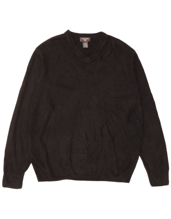 Męski sweter Dockers z dekoltem w kształcie litery V, XL, czarny akryl