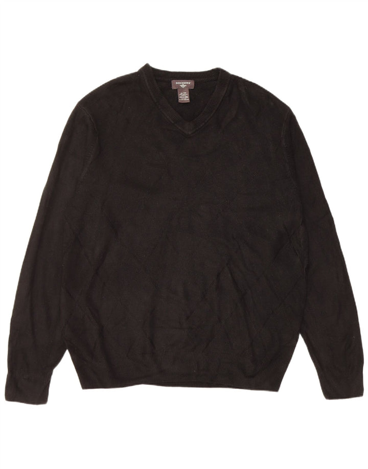 Męski sweter Dockers z dekoltem w kształcie litery V, XL, czarny akryl
