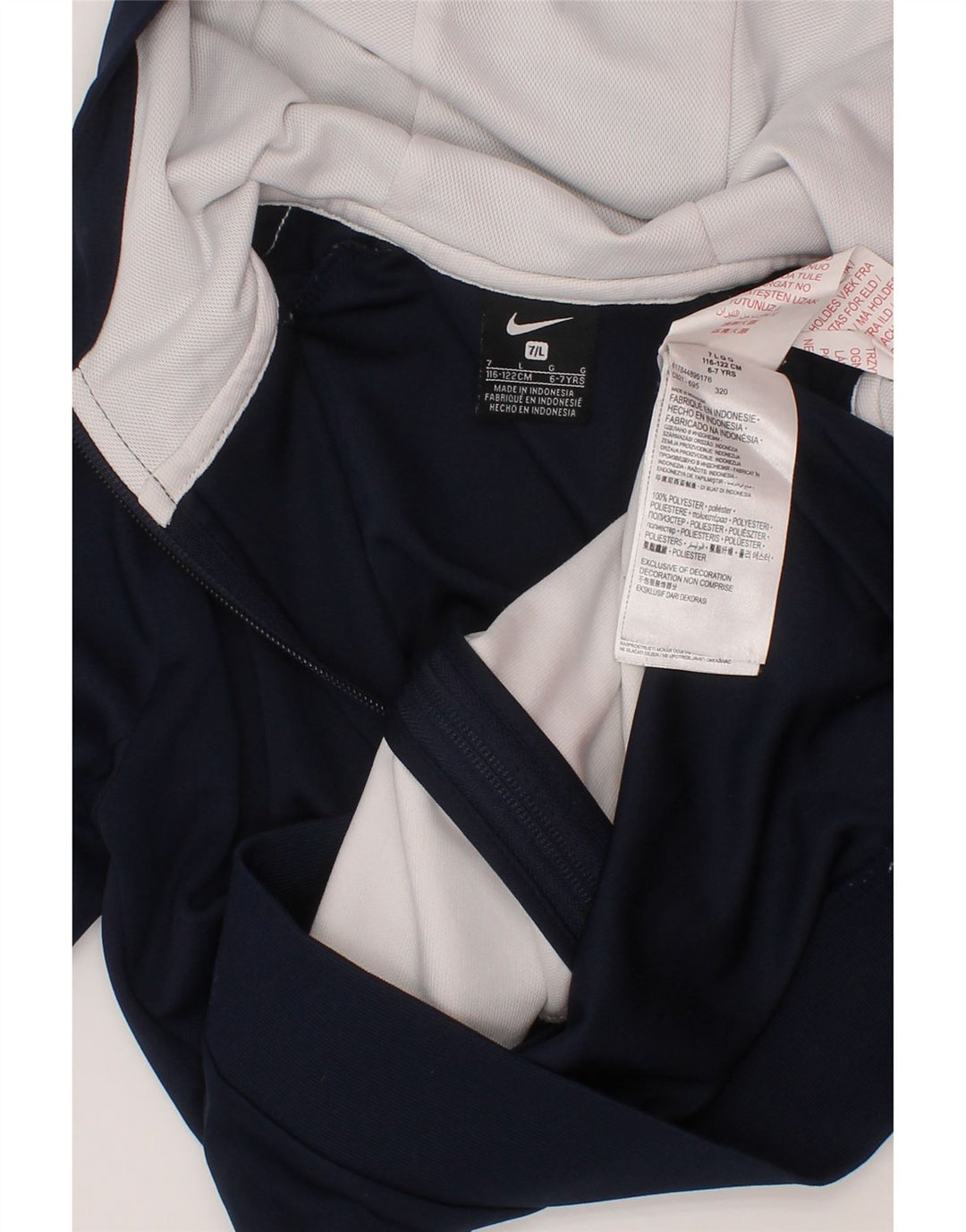 Chłopięcy sweter z kapturem i zamkiem NIKE, 6-7 lat, duży, granatowy, z blokami kolorów