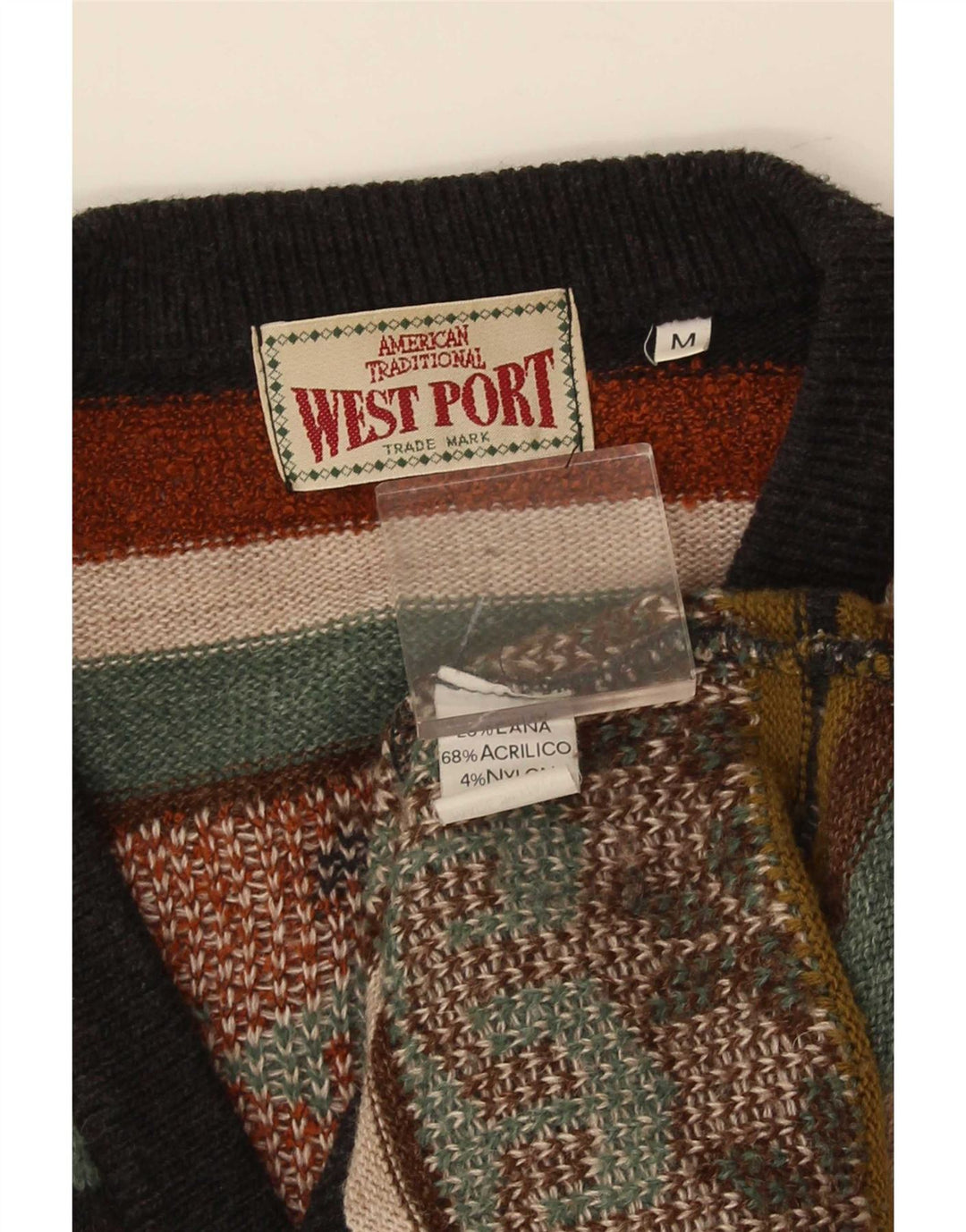 Męski sweter bez rękawów West Port w średnie, wielokolorowe paski