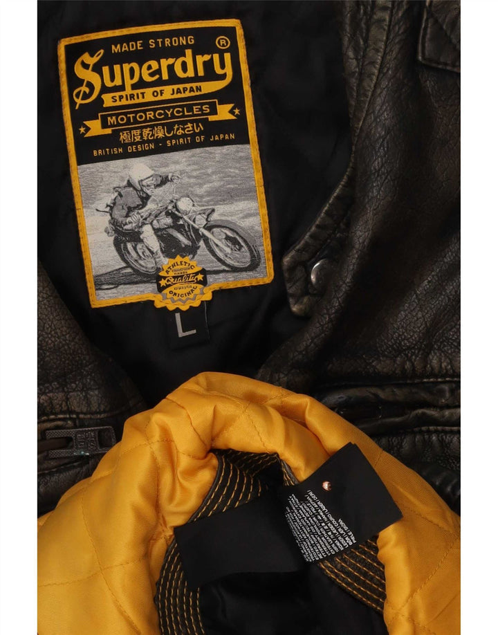 Męska kurtka skórzana Superdry Motorstyle UK 40, duża brązowa